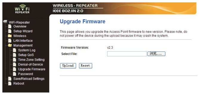 Update WiFi Repeater Firmware